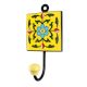 Yellow Ceramic Floral Tile Wall Hook